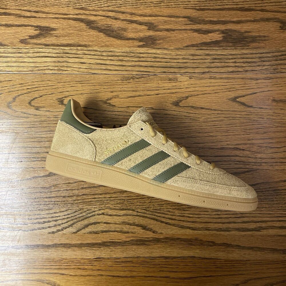 Mens adidas HANDBALL SPEZIAL Golden Beige Tan Olive Casual Shoe Size 11.5 13 14